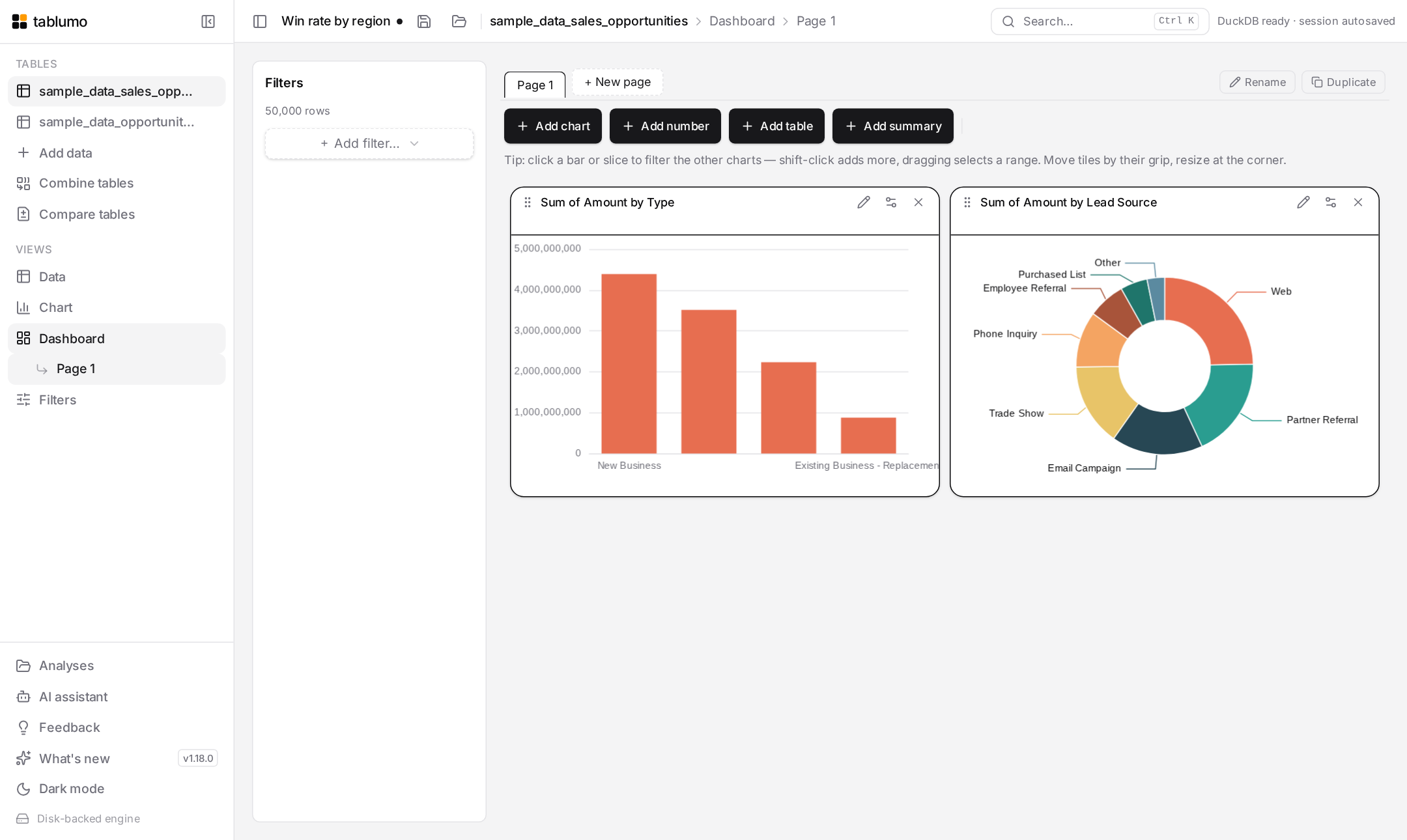 Tablumo in the light theme